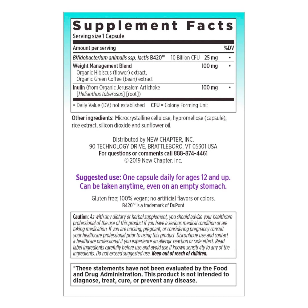 New Chapter Weight Management Probiotic Supplement, Digestive And Immune Health, 30 Vegan Capsules - 0116 2 New Chapter Weight Management Probiotic Supplement, Digestive And Immune Health, 30 Vegan Capsules - 0116