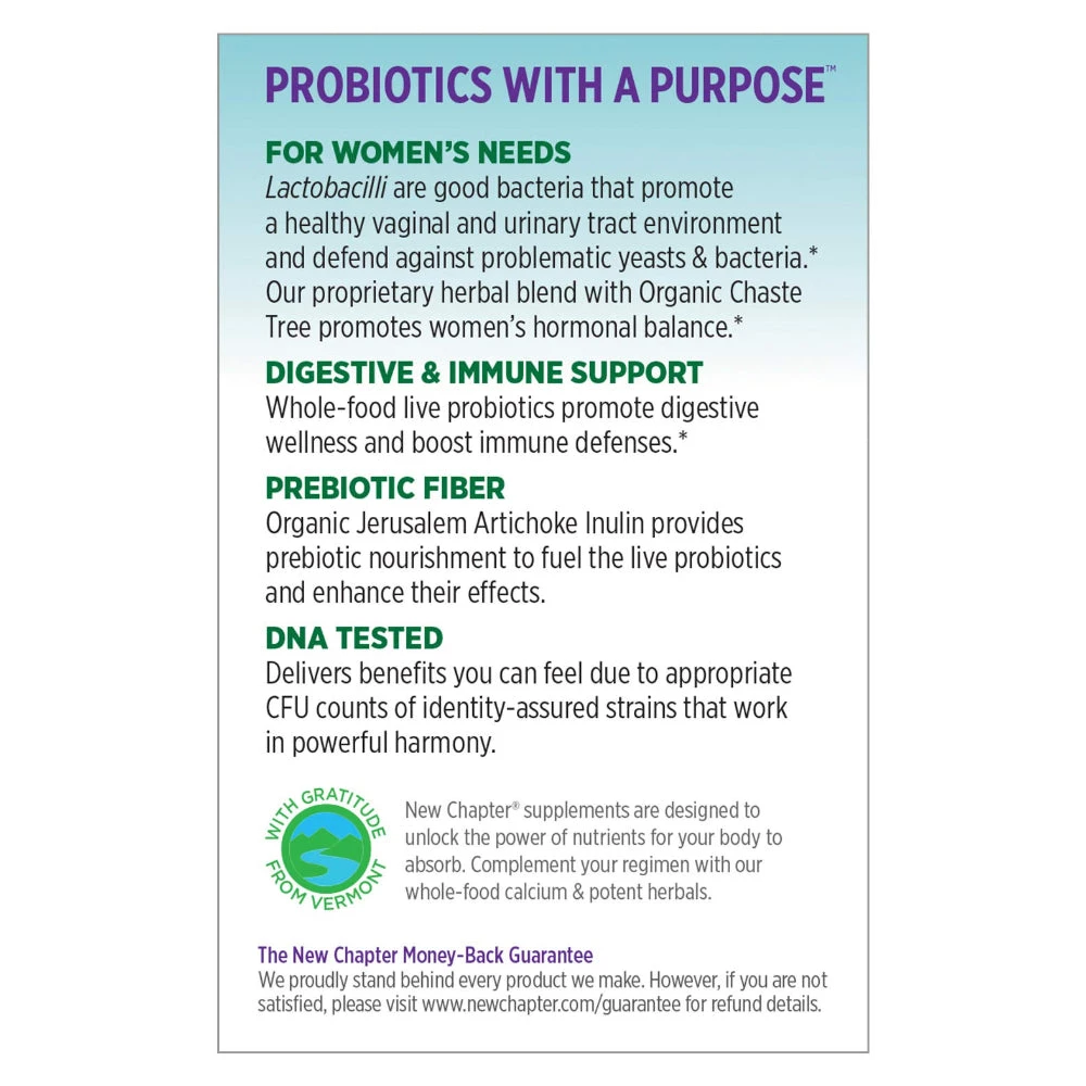 New Chapter Women's Daily Probiotic With Prebiotics And Probiotics, Vegan, Non-GMO, 30 Vegan Capsules - 0112 Health Supplements 8 New Chapter Women's Daily Probiotic With Prebiotics And Probiotics, Vegan, Non-GMO, 30 Vegan Capsules - 0112 Health Supplements