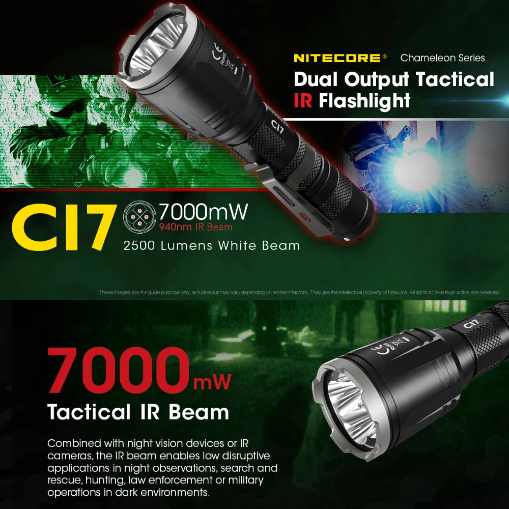 Nitecore CI7 Dual Output Tactical IR Flashlight 2500 Lumens - Black 4 Nitecore CI7 Dual Output Tactical IR Flashlight 2500 Lumens - Black