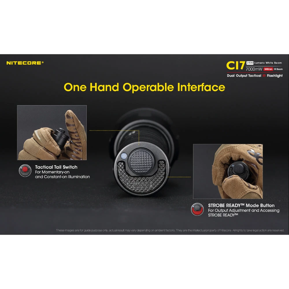 Nitecore CI7 Dual Output Tactical IR Flashlight 2500 Lumens - Black 8 Nitecore CI7 Dual Output Tactical IR Flashlight 2500 Lumens - Black