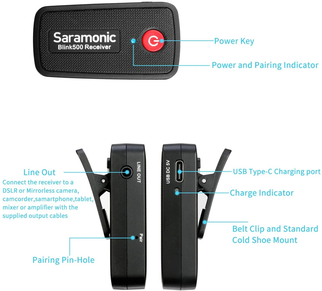 Saramonic Blink 500 B1 (TX+RX) Ultracompact 2.4GHz Wireless Microphone System Outdoor Recreation 6 Saramonic Blink 500 B1 (TX+RX) Ultracompact 2.4GHz Wireless Microphone System Outdoor Recreation