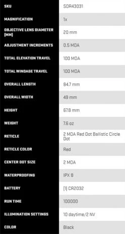 SIG SAUER Romeo4T 1x20 MM Red Dot Sight, SOR43031