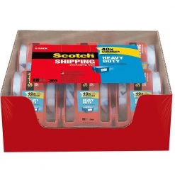 Outdoor Recreation Scotch Heavy Duty Shipping Packaging Tape Clear Rolls Dispenser Box - 6 Pack