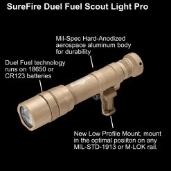 Outdoor Recreation SureFire Duel Fuel Scoutlight Pro Tactical Light 1500 Lumen LED M640DF Tan