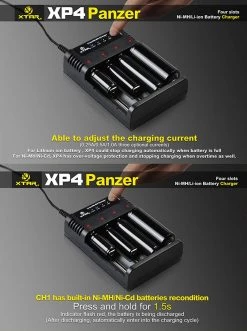Xtar XP4 Panzer Ni-MH/Li-ion Battery Charger Outdoor Recreation