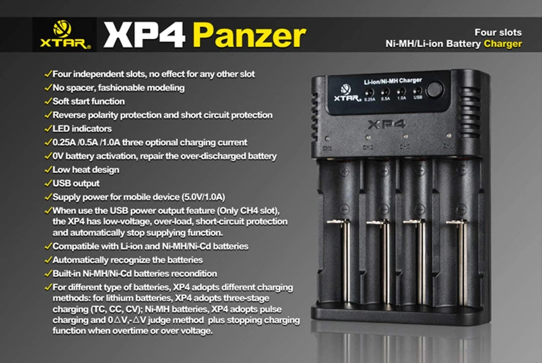 Xtar XP4 Panzer Ni-MH/Li-ion Battery Charger Outdoor Recreation 5 Xtar XP4 Panzer Ni-MH/Li-ion Battery Charger Outdoor Recreation