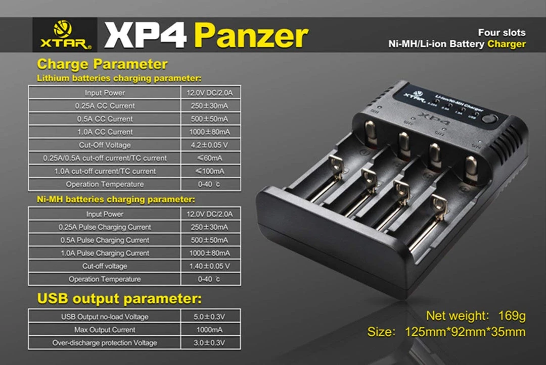 Xtar XP4 Panzer Ni-MH/Li-ion Battery Charger Outdoor Recreation 8 Xtar XP4 Panzer Ni-MH/Li-ion Battery Charger Outdoor Recreation
