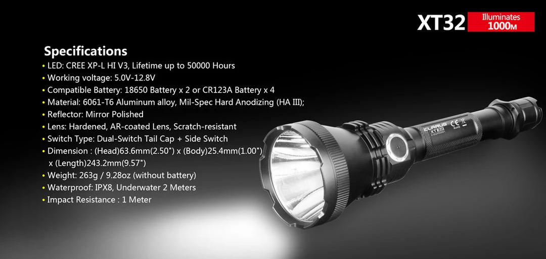 Klarus - XT32 Hunting LED Flashlight 1200LM Torch 12 Klarus - XT32 Hunting LED Flashlight 1200LM Torch