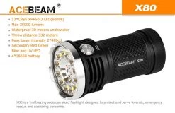 Acebeam X80 12*CREE XHP50.2 Led 25000 Lumens Rescue Searching Led Flashlight Flashlights