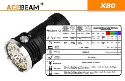 Acebeam X80 12*CREE XHP50.2 Led 25000 Lumens Rescue Searching Led Flashlight Flashlights