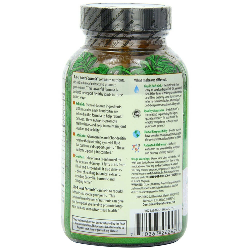 Irwin Naturals 3-In-1 Joint Formula Supports Healthy Joints - 90 Soft-Gels 3 Irwin Naturals 3-In-1 Joint Formula Supports Healthy Joints - 90 Soft-Gels