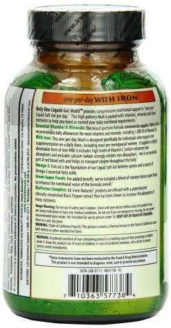 Irwin Naturals Only One, Liquid-Gel Multi, With Iron Outdoor Recreation