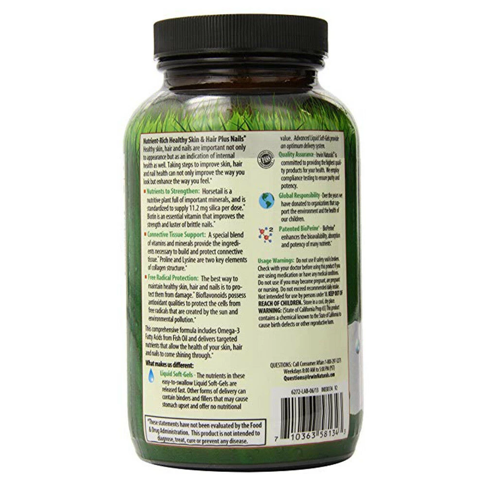 Irwin Naturals Healthy Skin & Hair Plus Nails 120 Liquid Soft Gels 3 Irwin Naturals Healthy Skin & Hair Plus Nails 120 Liquid Soft Gels