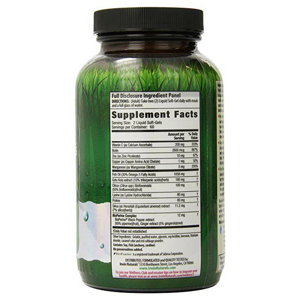 Irwin Naturals Healthy Skin & Hair Plus Nails 120 Liquid Soft Gels 2 Irwin Naturals Healthy Skin & Hair Plus Nails 120 Liquid Soft Gels