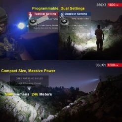 Outdoor Recreation Klarus 360X1 1800 Lumens Tactical Rechargeable Flashlight 360 Degree Dual Switch 14 Outdoor Recreation Klarus 360X1 1800 Lumens Tactical Rechargeable Flashlight 360 Degree Dual Switch