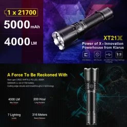 Klarus XT21X Tactical Flashlight, Rechargeable LED Light 4000 Lumens 16 Klarus XT21X Tactical Flashlight, Rechargeable LED Light 4000 Lumens
