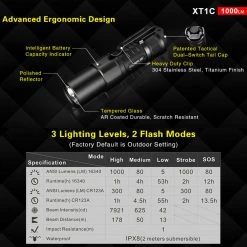 Klarus XT1C 1000 Lumen Tactical EDC Flashlight W/ Rechargeable Battery