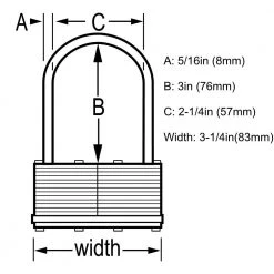 Outdoor Recreation Master Lock 3-1/4in (83mm) Wide Laminated Steel Pin Tumbler Padlock ML101