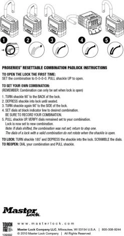 Master Lock 1177D Shrouded Brass ProSeries Resettable Combination Padlock