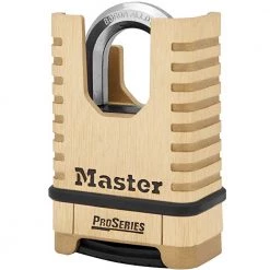 Master Lock 1177D Shrouded Brass ProSeries Resettable Combination Padlock