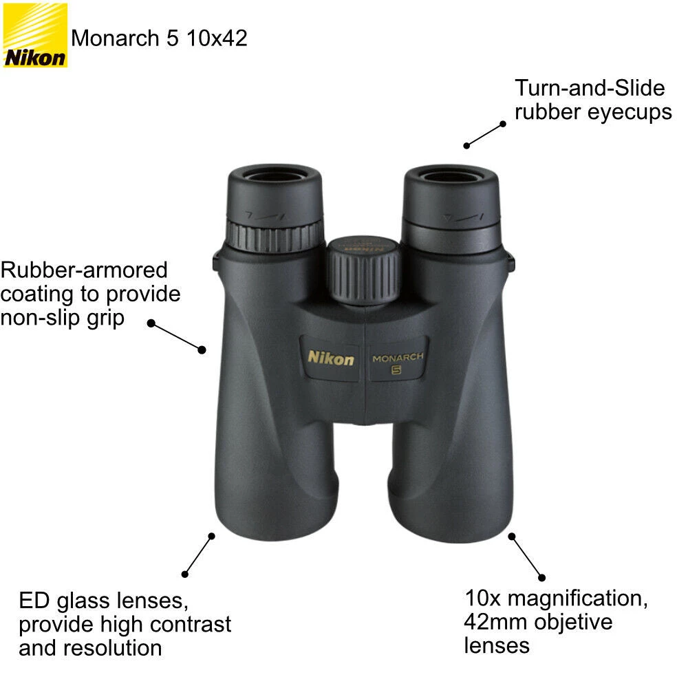 Nikon 7577 Monarch 5 10x42 ATB Premium ED Glass Central Focus Binoculars, Black 9 Nikon 7577 Monarch 5 10x42 ATB Premium ED Glass Central Focus Binoculars, Black