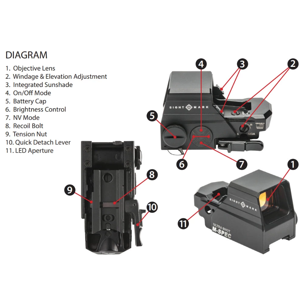 Outdoor Recreation Sightmark Ultra Shot M-spec LQD Reflex Sight, Red 65-MOA SM26034 5 Outdoor Recreation Sightmark Ultra Shot M-spec LQD Reflex Sight, Red 65-MOA SM26034