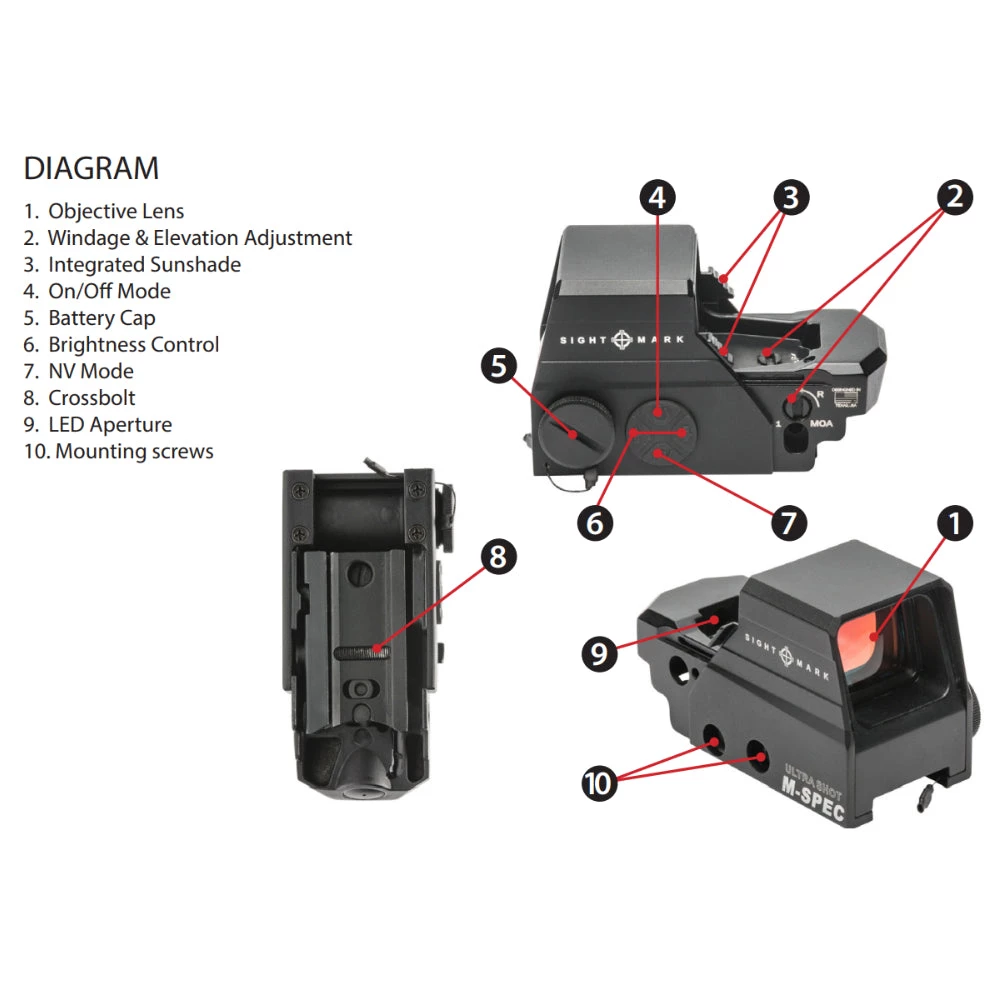 Sightmark Ultra Shot M-spec FMS Reflex Sight Red 65-MOA Reticle SM26035 - Black 6 Sightmark Ultra Shot M-spec FMS Reflex Sight Red 65-MOA Reticle SM26035 - Black