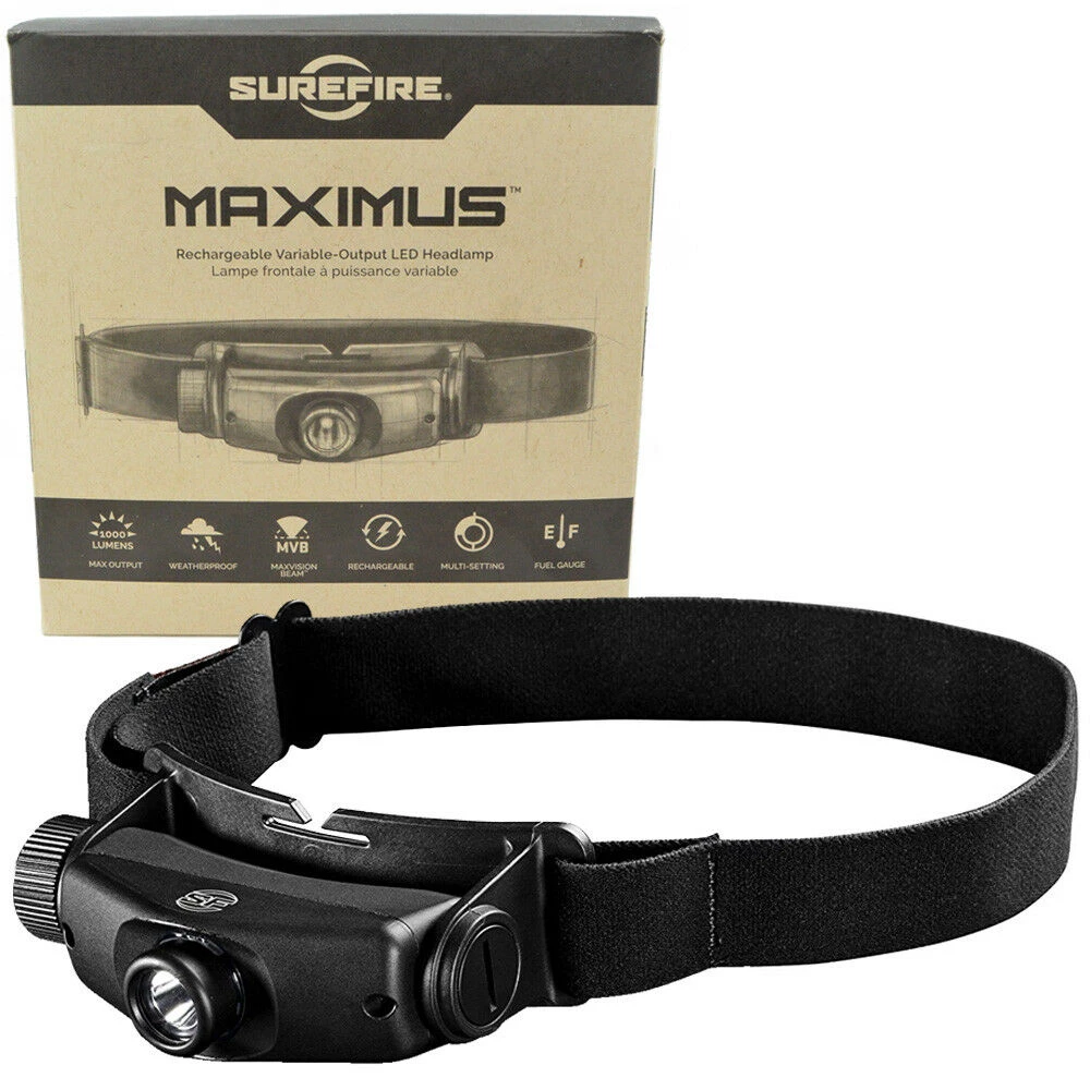SureFire Maximus Rechargeable Variable-Output LED Headlamp 1000 Lumens HS3-A-BK 1 SureFire Maximus Rechargeable Variable-Output LED Headlamp 1000 Lumens HS3-A-BK