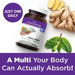 New Chapter Every Man's One Daily 40+, Men's Multivitamin Fermented With Probiotics + Saw Palmetto + B Vitamins + Vitamin D3 + Organic Non-GMO Ingredients - 96 Tablets
