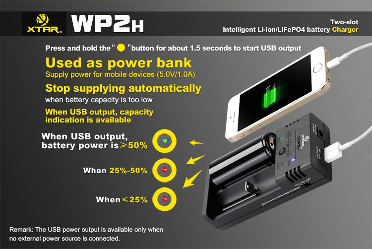 XTAR WP2H Two Slot Intelligent Li-ion LiFePO4 Battery Charger USB Power Bank 10 XTAR WP2H Two Slot Intelligent Li-ion LiFePO4 Battery Charger USB Power Bank